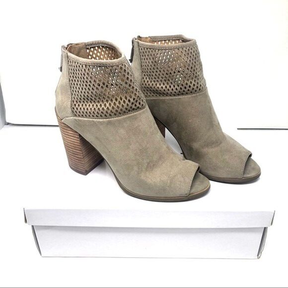 Report taupe perforated open toe wedge booties size 8 western women's shoes - Picture 1 of 8
